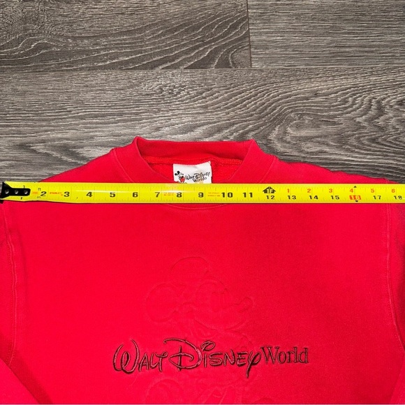 Vintage 90s Mickey Mouse Walt Disney World Red Crewneck Sweater Small Pullover - Picture 8 of 10
